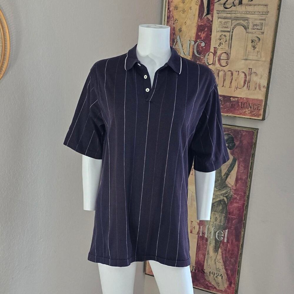 Vintage Navy Striped Polo Shirt